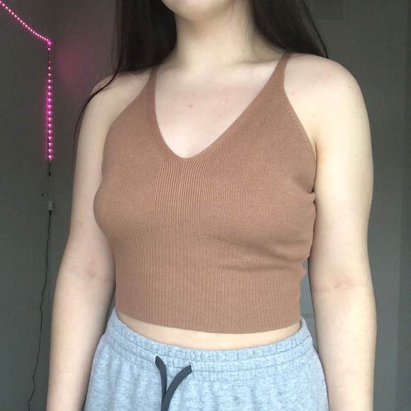 Tan Cropped Tank - Picture 1 of 4